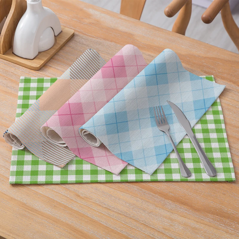 

TTLIFE Square Grid Mat Patton Tableware Dinner Table Placemat Tea Party Kitchen Accessories Bowl Cup Pads Home Drink Coasters