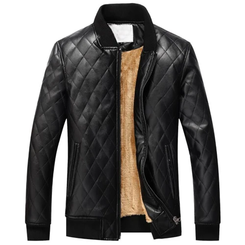 Высококачественные зимние куртки для мужчин, кожаная тонкая верхняя одежда, куртка-бомбер из искусственной кожи, мотоциклетная кожаная куртка, Мужская Шуба, Прямая поставка - Цвет: Black