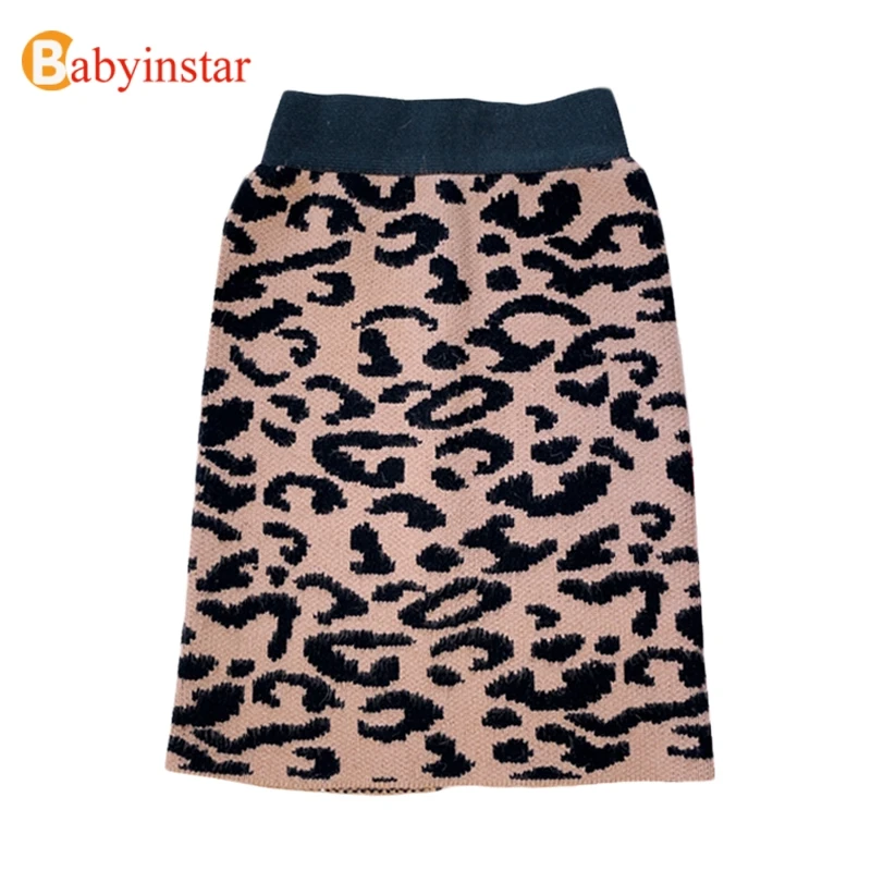 Babyinstar/Модная трикотажная юбка с леопардовым принтом для маленьких девочек; Новая трикотажная одежда для детей; юбки для девочек