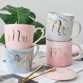 

11.2oz Mr & Mrs Mugs Set Of 2 Marble Tea Coffee Cup Mug Wedding Gift Present