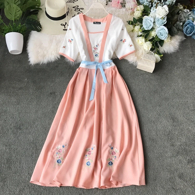 

2019 new fashion women's clothing adult Chinese female students fresh summer wind dress