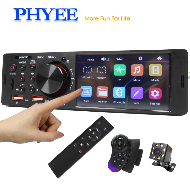 12 Led Rear View Camera Multimedia Car Stereo Single Din Car Radio 4.1 Digital TFT Screen Bluetooth Audio and Hands-Free Calling FM Radio Receiver MP5 Player AUX/TF/USB SWC Remote Control 12 Led Rear View Camera Multimedia Car Stereo Single Din Car Radio 4.1 Digital TFT Screen Bluetooth Audio and Hands-Free Calling FM Radio Receiver MP5 Player AUX/TF/USB SWC Remote Control