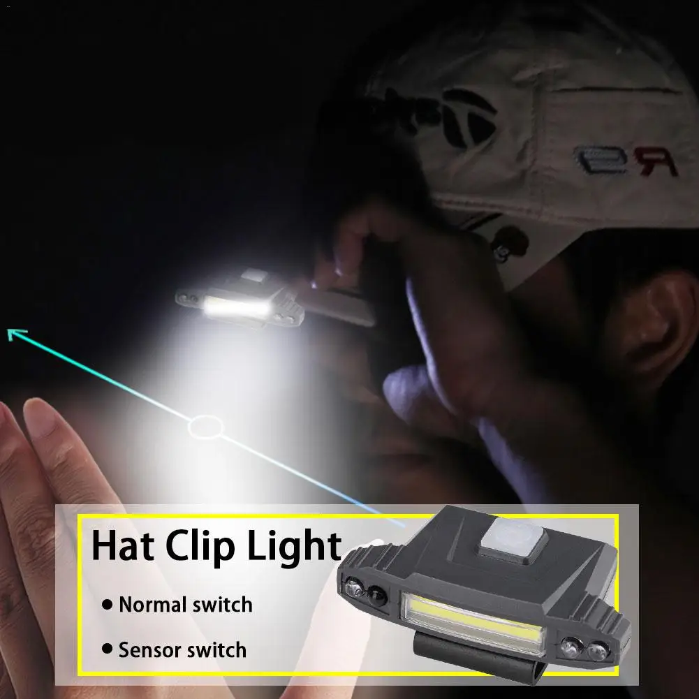 Мини-cob LED Индукционная шляпа клип огни USB Перезаряжаемый датчик фар фары крышка фары фонарь на природе Рыбалка походы