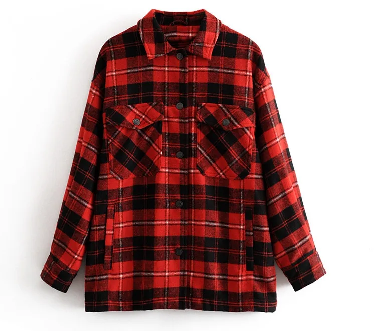 discounted  2019 Autumn Winter Plaid Oversize Jackets Loose Causal Checker Streetwear Coat