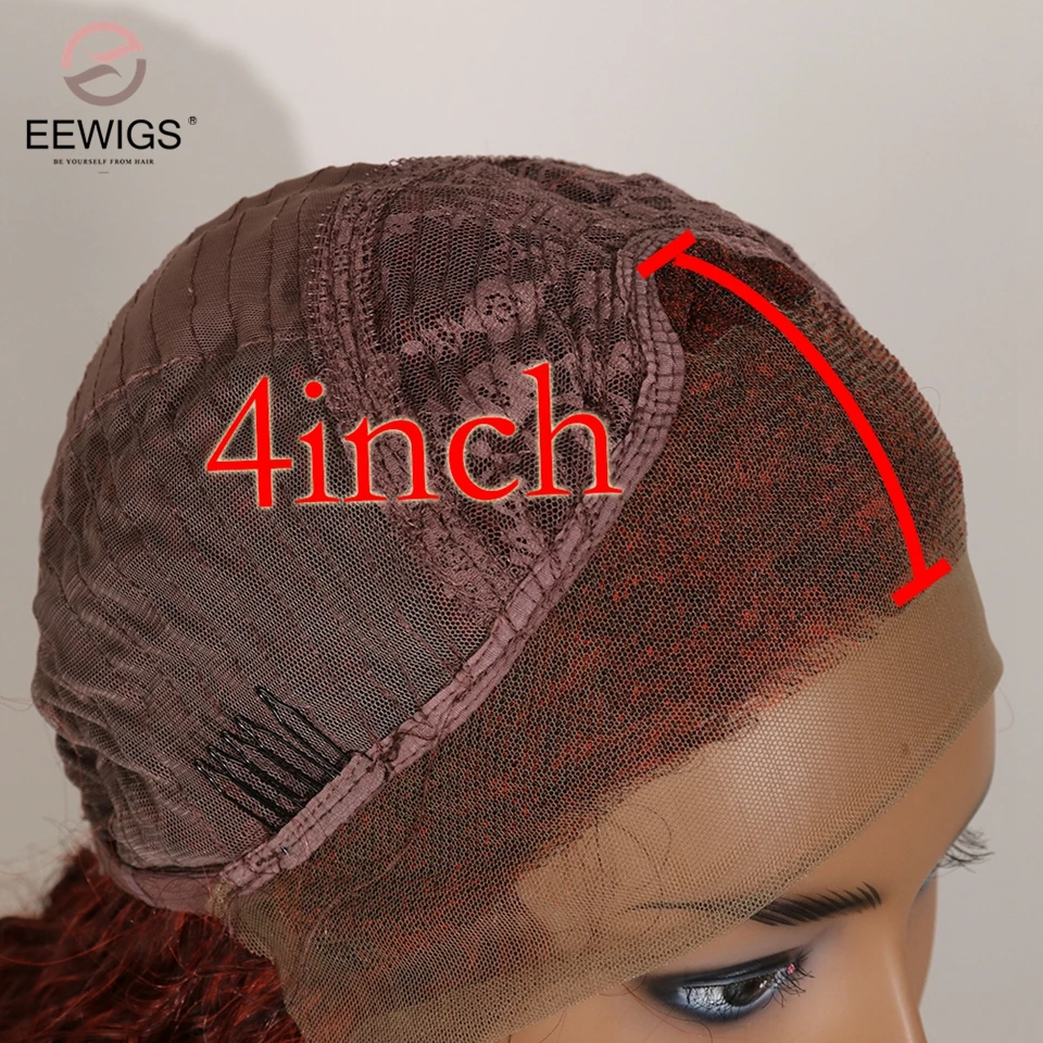 EEWIGS, длинный кудрявый парик, жаростойкий синтетический парик на кружеве, 3 цвета, розовый, желтый, красный, Омбре, Косплей парики для женщин