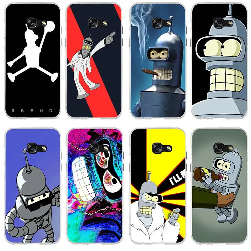 

Soft TPU Mobile Phone Cases For Samsung Galaxy J4 J5 J6 J7 J8 J3 2016 A7 A5 A3 2017 Cover Cases Bender Futurama Sober Robot