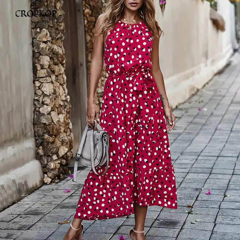 red midi sundress
