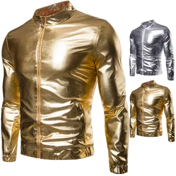 

2019 Autumn and Winter Newest Trend Men's Nightclub Bright Color Silver Gold Colors Men Jackets Chamarras Para Hombre Men Coat