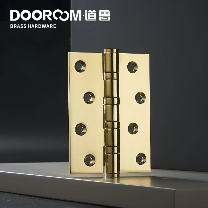 One Piece-Dooroom Brass Thick Bearing Hinges 4"x3"x3mm, 5"x3"x3mm Solid Wood Door American Black Gold Mute Hinges With Screws