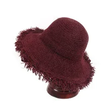 Рыбацкая шляпа, Панама, шенилловая шляпа, осенняя однотонная зимняя женская универсальная жаккардовая шляпа в Корейском стиле