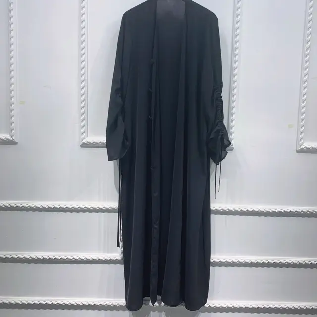 Ramadan Eid Abayas for Women Dubai Abaya Turkey Bunch Sleeve Muslim Hijab Dress Islamic Clothing Kaftan Kimono Femme Musulmane black open abaya