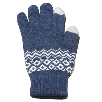 

Winter Touch Screen Gloves Women Men Warm Stretch Knit Mittens Full Finger Guantes Female Geometric Knit Luvas 103#3