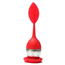 Tea Infuser with Cover Strainer Stainless steel sheet-red-ABUX