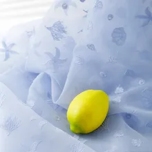 Водно-голубой ручной работы высокой плотности пряжи ткань вышитые сетки кружевная ткань свадебное платье, ручной работы DIY tissus