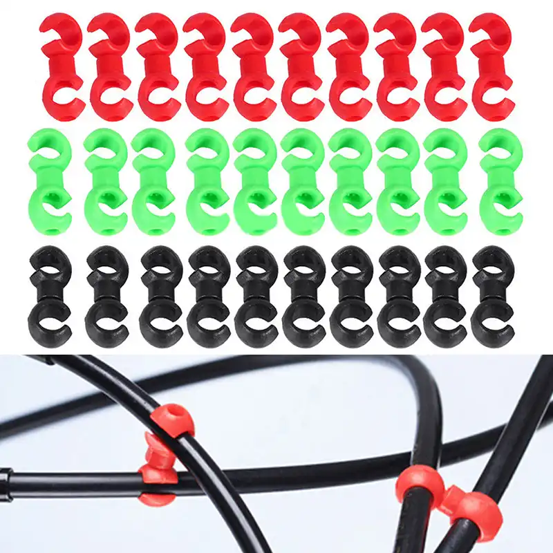 10 x Bike Rotating S Shaped Hook Clips Brake Gear Cross Tools Tidy Buckle G2E0