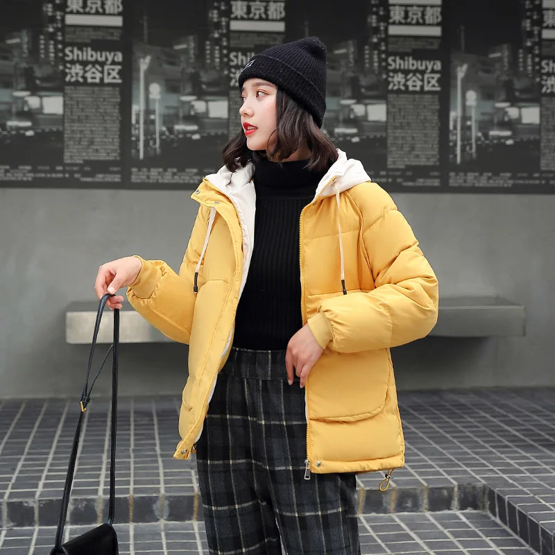 Цвет: желтый Winter women jackets Casual Thicken warm hooded female outwear loose parkas jacket female winter parkas coat - Цвет: Цвет: желтый