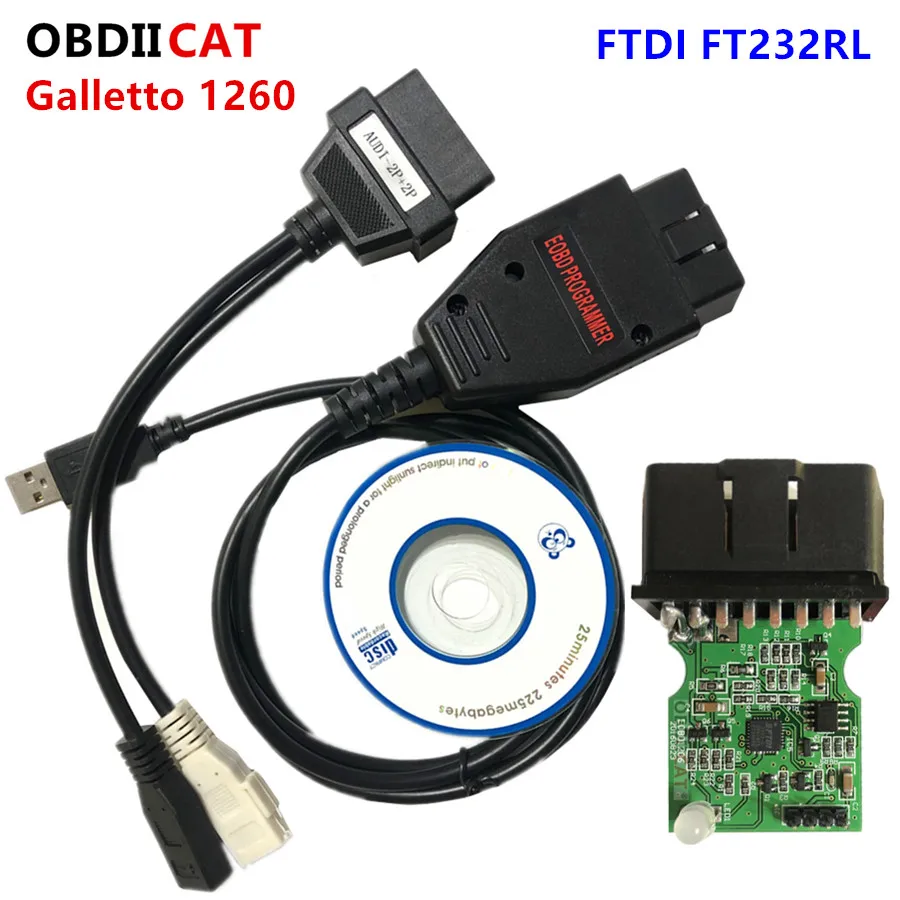 Лучшее качество Galletto 1260 ECU чип Тюнинг инструмент EOBD мигалка ЭБУ зеленый PCB FTDI FT232RQ