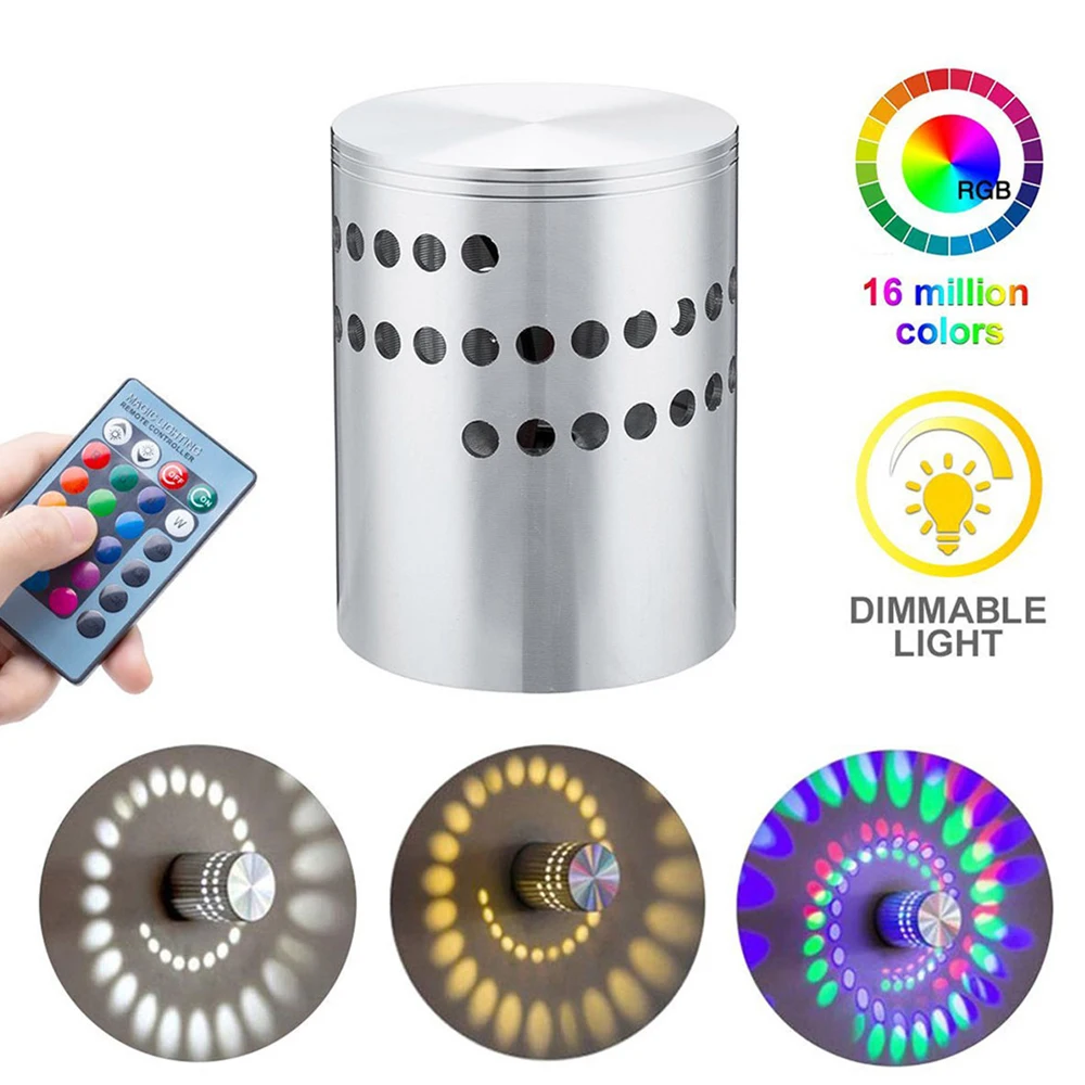 LED Wall Light RGB Spiral Hole Effect Wall Lamp With Remote Controller Colorful Wall light For Bar Lobby KTV Home Decoration Lamp 7