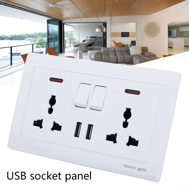 Настенная розетка для домашнего обустройства с двумя разъемами USB розетки