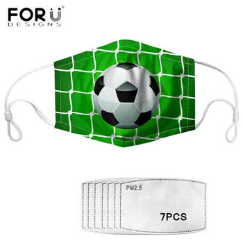 

FORUDESIGNS Masks Cool Soccer Football Printed Boys Face Mouth Cover Muffle Washable Mask with 7Pcs Active Carbon Filters 2020