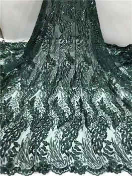 

Nigerian sequins lace fabrics embroidered African french tulle net lace fabric 2019 high quality organza lace sequence