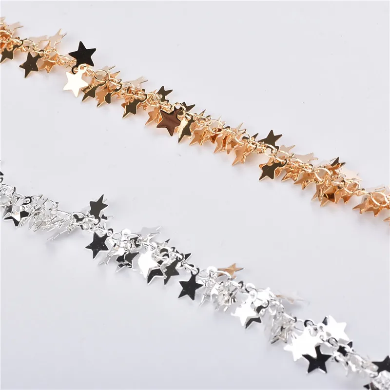 

20cm Five-pointed Star Chains Metal Tassels Copper Chain Earrings Wire Bracelet Necklace DIY Jewelry Making Material Gold Color