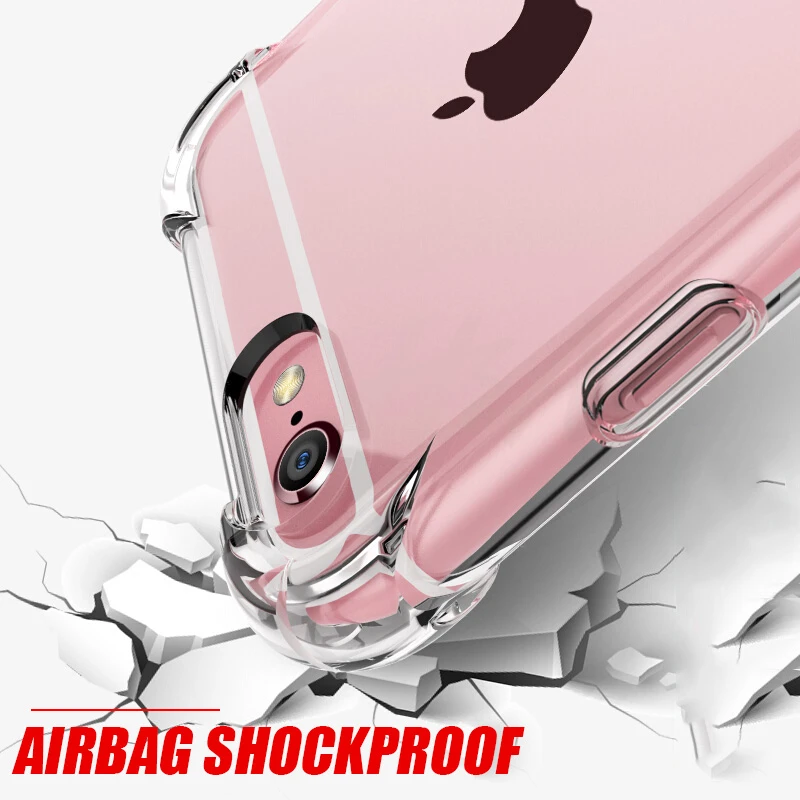 Transparent Shockproof Case For iPhone 11 Pro X Xr Xs Max Soft Silicone Airbag Case 6 6s 7 8 Plus 5 5S SE 2020 12 4 Back Cover