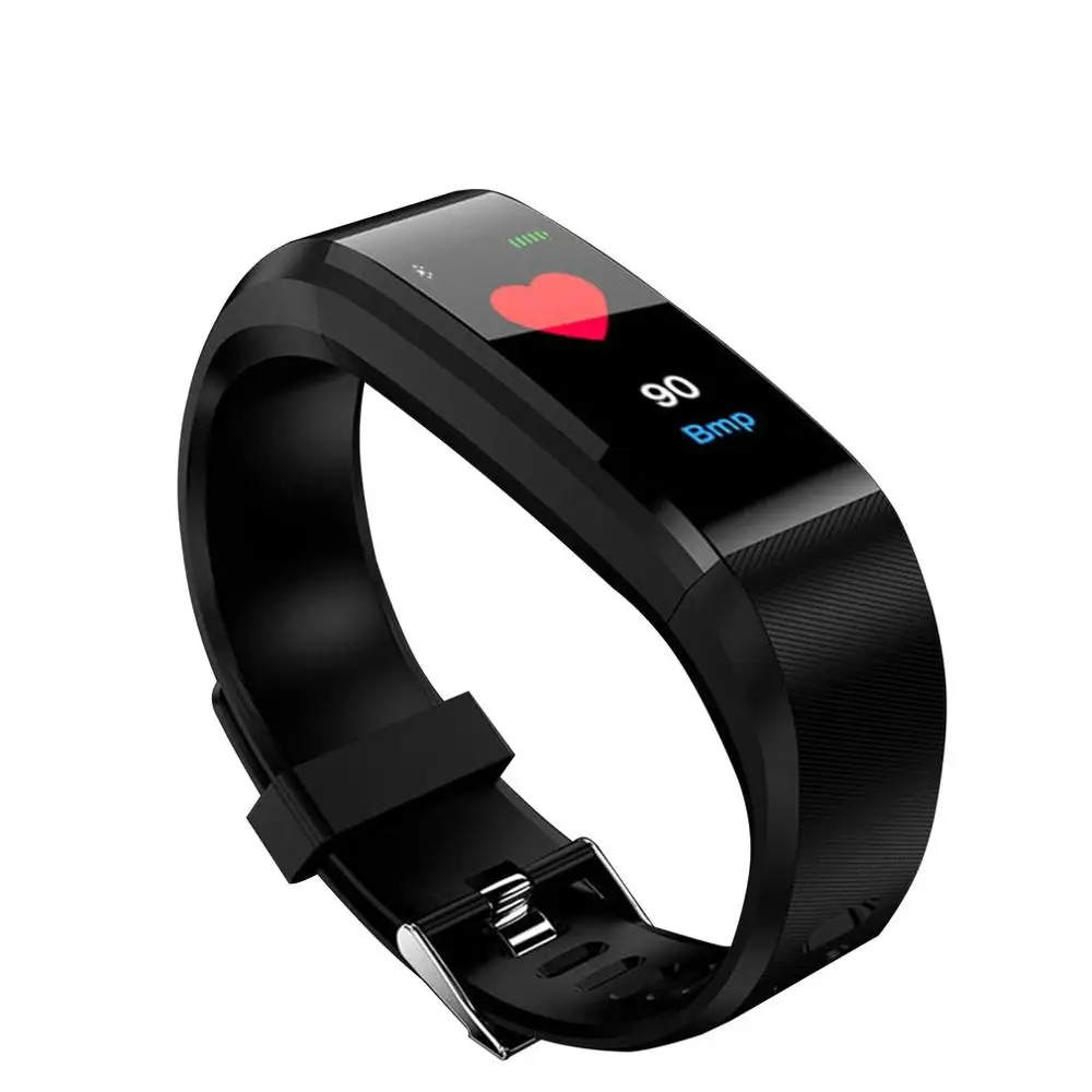 ID115plus, цветной экран, умный, ручной, пульсометр, кислородный мониторинг, водонепроницаемый, спортивный, умный браслет, браслет - Цвет: Черный