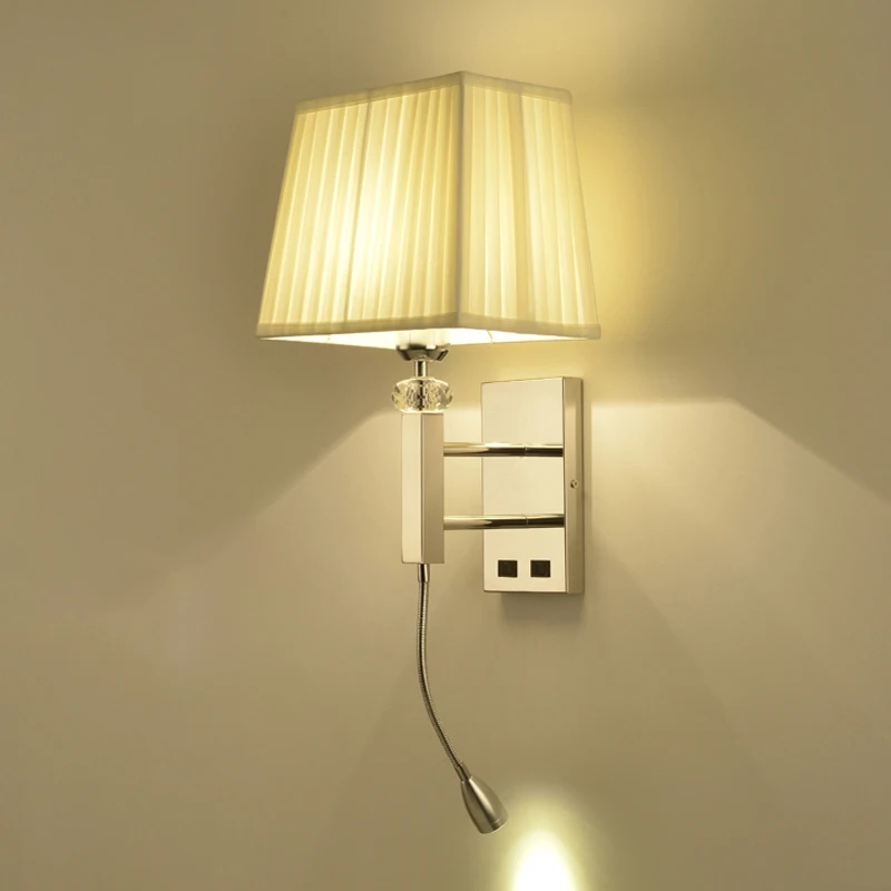 Zerouno Led Wall Light beds Lights Stainless Steel dual Fabric