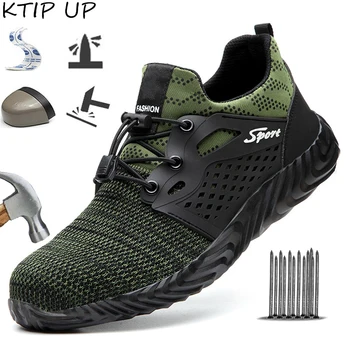 

Fashion Puncture-Proof Safety Shoes Indestructible Steel Toe Work Shoes Outdoor Lightweight Breathable Sneakers Men Shoes