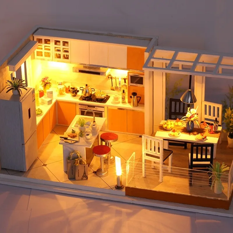 IiE CREATE кукольный домик K032 Livable миниатюрный DIY набор с подсветкой и пылезащитным покрытием кукольный домик для детей DIY подарки