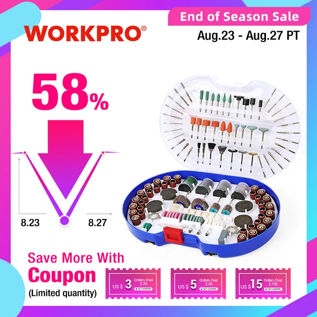 WORKPRO-Kits de herramientas de corte, accesorios de herramienta rotativa para dremel, mini juego de brocas, herramientas amoladora, lijado, pulido, 276 piezas 1