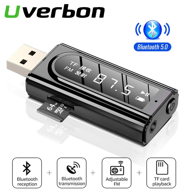 Приемник Bluetooth адаптер передатчика USB FM 6-в-1 приемник для автомобиля ПК ТВ Aux