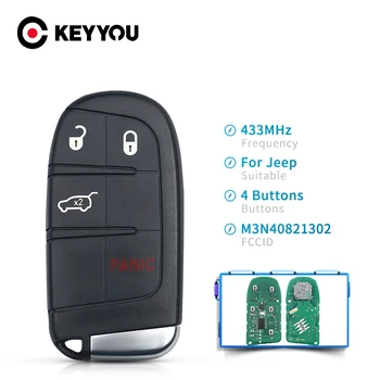 

KEYYOU For Jeep Renegade Grand Cherokee Ram Compass 2014-2017 Fob 433MHz M3N40821302 4 3+1 Buttons Car Smart Remote Key