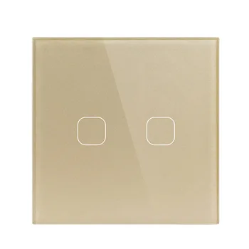 

EsooLi EU/UK Wall Light Touch Switch Crystal Glass Panel Switch 2 Gang 1 Way Waterproof Only Touch Control