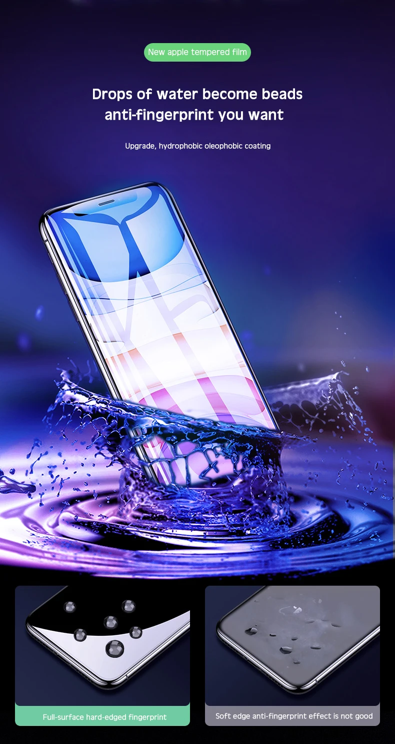 Анти-синий светильник, полное покрытие экрана, стеклянная пленка для iPhone 11 Pro XS MAX XR X, изогнутая пленка из закаленного стекла для iPhone 7 8 6 6S Plus