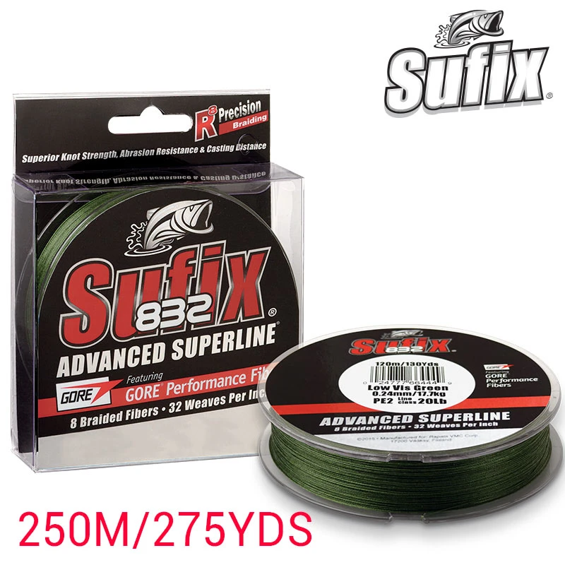Sufix 832 Braided Fishing Line Length250m/275m, Diameter0.2mm 0.42mm