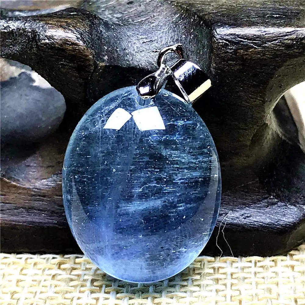 

Top Natural Ocean Blue Aquamarine Beads Necklace Pendant For Woman Man Crystal 20x16x9mm Beads Oval Stone Fashion Jewelry AAAAA