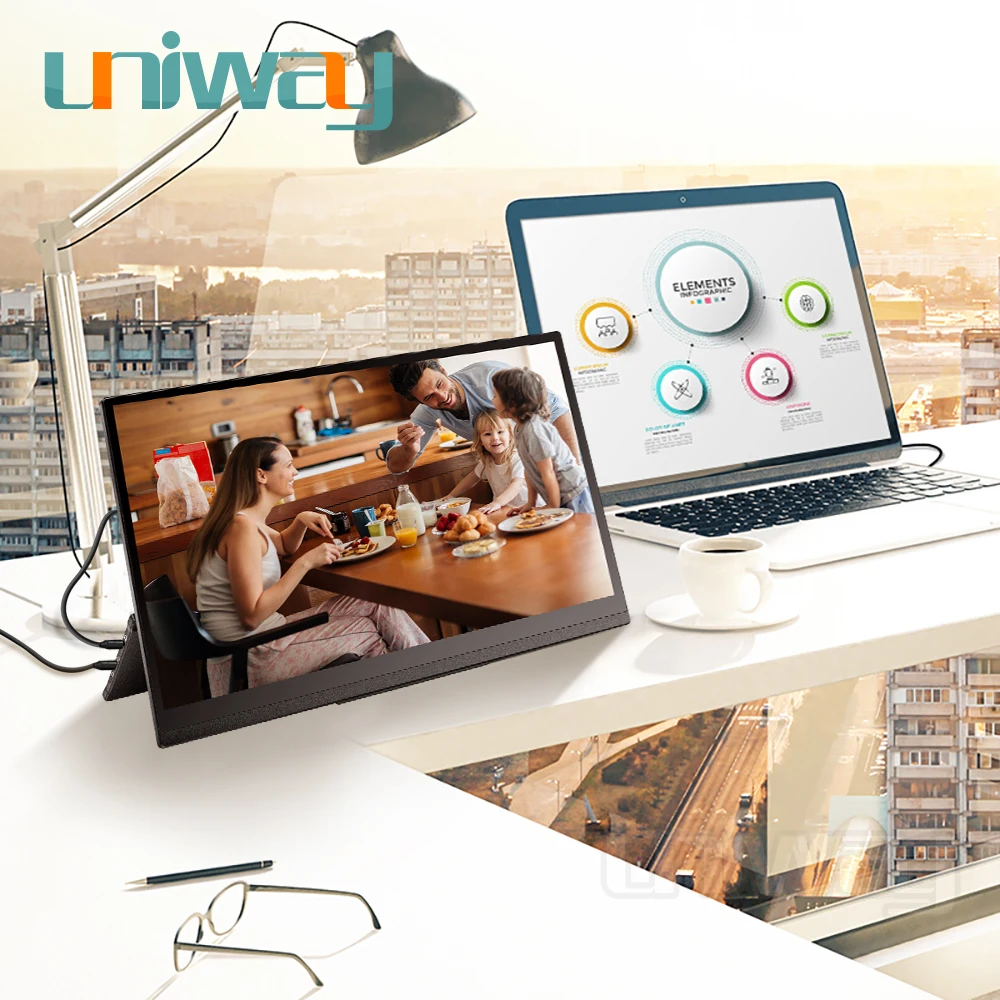 Uniway 4k портативный монитор 15 6 сенсорный экран hdr hdmi type c для ноутбука компьютера