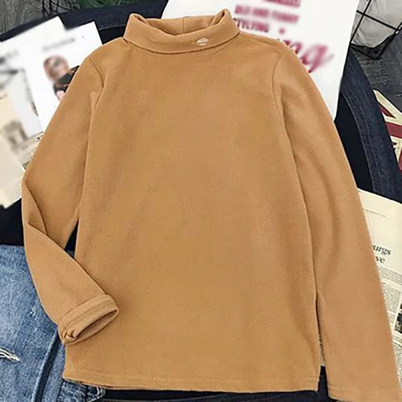 Autumn Women Fleece Planet Embroidered T Shirt Female Half High Collar T-shirt Women  Long Sleeve Tops 1