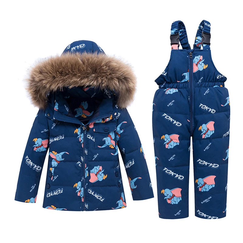 IYEAL/зимние теплые комплекты детской одежды парка с натуральным мехом для маленьких девочек детский лыжный костюм Детский пуховик+ комбинезон