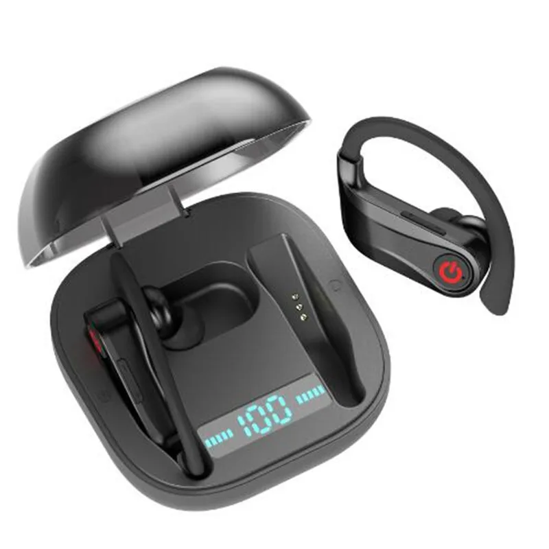 

Bluetooth Earphone Sports Dual Microphones Ear Hook Running Wireless Headphone Bluetooth 5.0 Headset Charging Case for iphone