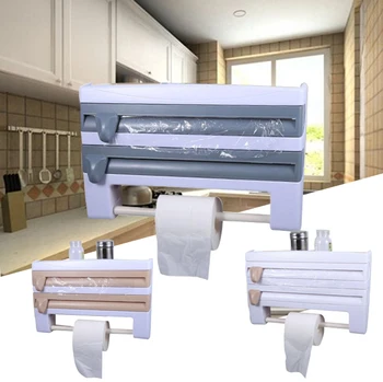 

Storage Rack Kitchen Cling Film Holder Towels Supply Plastic Tool Paper Bottle Useful Towel Sauce Refrigerator Shelf