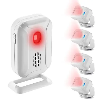 Wireless Shop Store Home Security Welcome Chime Doorbell 4x Infrared PIR Motion Sensor Movement Detector Entry Alarm Bell DIY doberman security entry defender with chime infrared motion detection home alert sensor ir doorbell home security alarm system