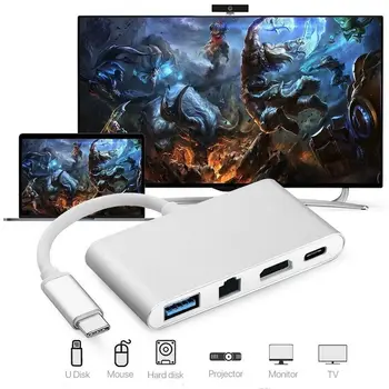 

2018 New USB C to HDMI 4K+ RJ45 Gigabit Ethernet+ USB 3.1 Type C Hub Adapter
