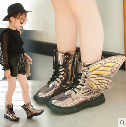 Новинка года; зимняя детская обувь из искусственной кожи; водонепроницаемые ботинки martin с крыльями; детские зимние ботинки; брендовые высокие ботинки для мальчиков и девочек; модные кроссовки