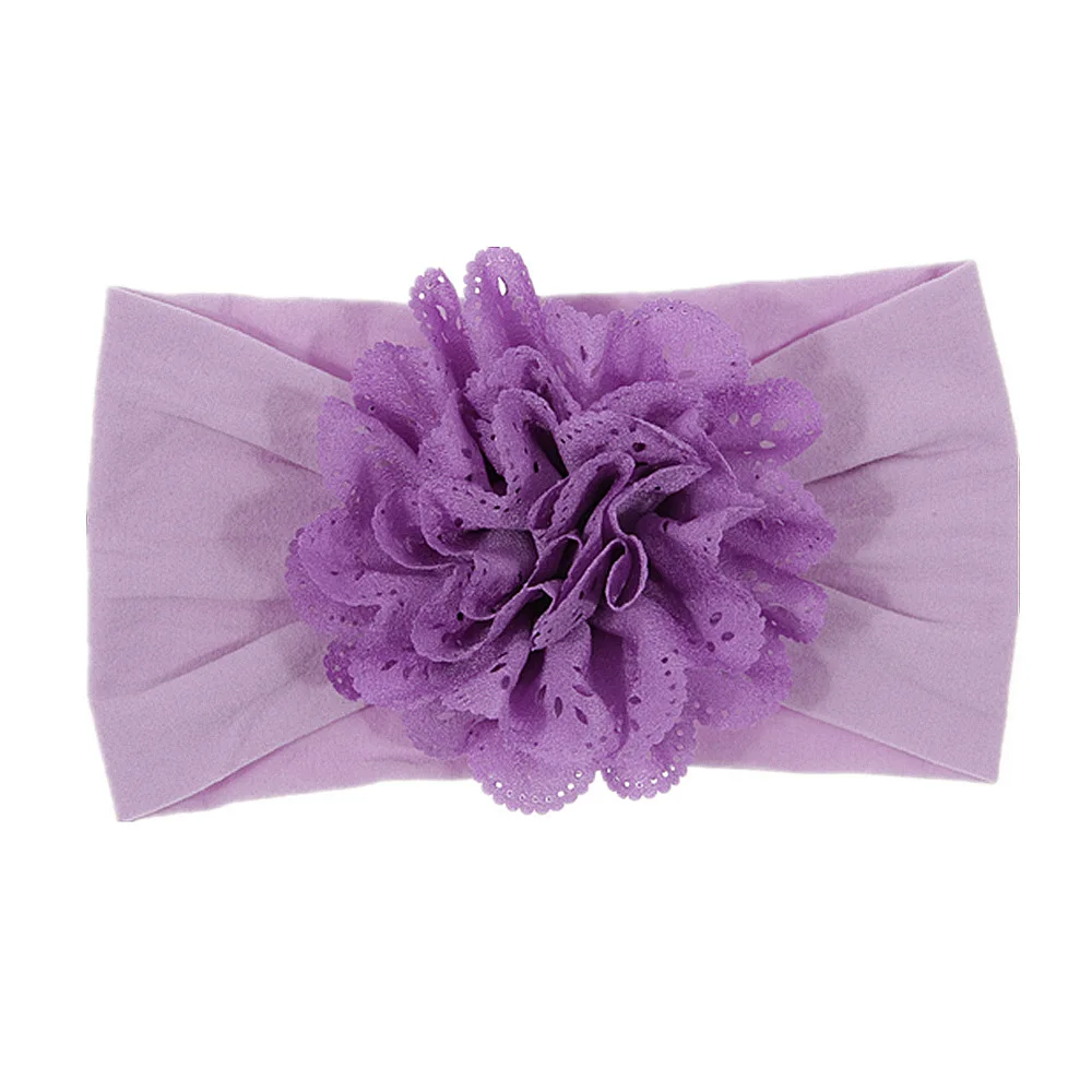 born baby accessories	 New Soft Stretch Eyelet Fabric Flower Baby Headband Newborn Knot Wide Nylon Headwraps Turban Girls Headwear Kids Photo Props car baby accessories