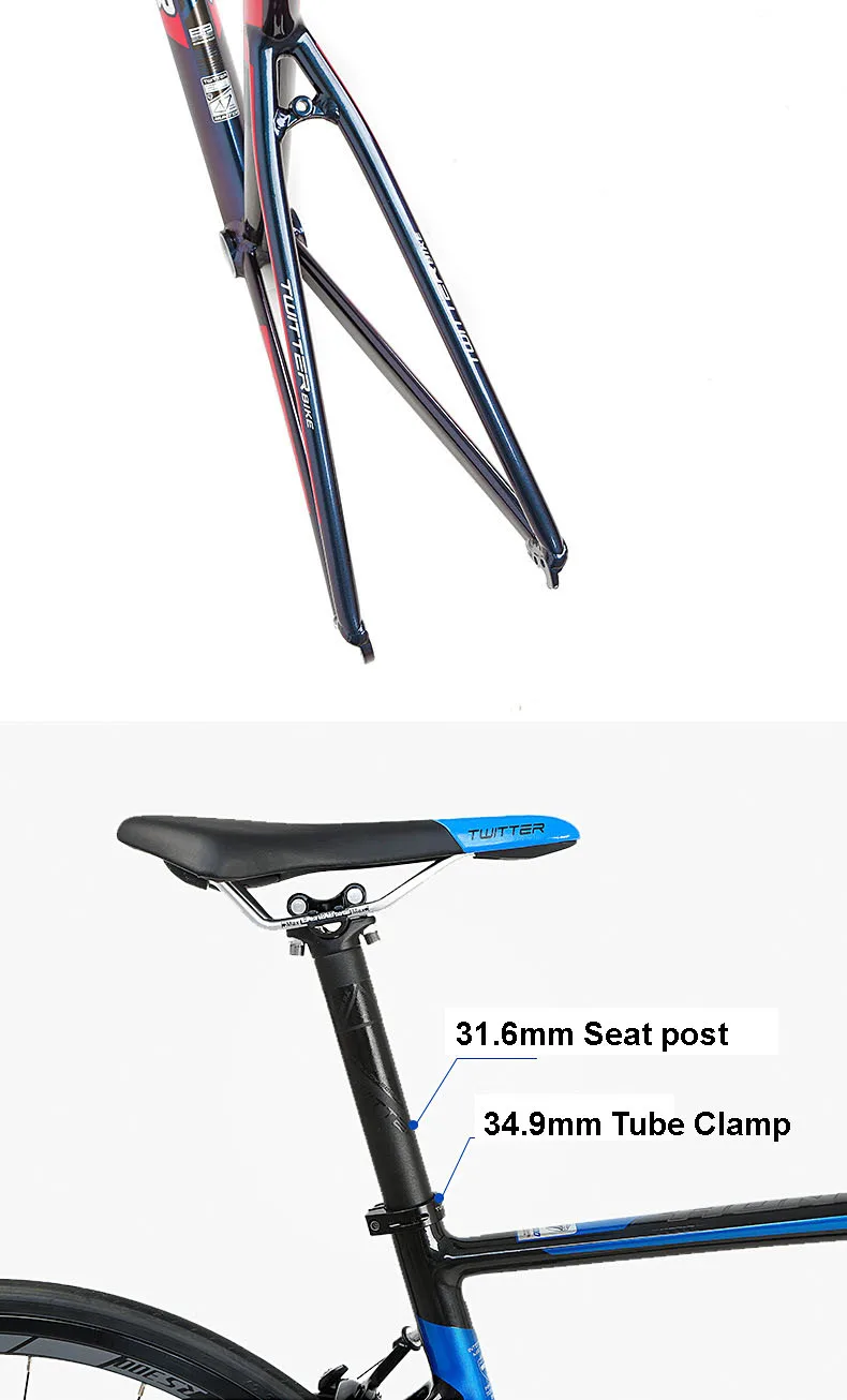 Cheap Twitter Hunterpro 700C Road Bike Frame AL7005 Fork Carbon Inner Cable V Brake Discoloring Stoving Varnish Drawing Decals 5