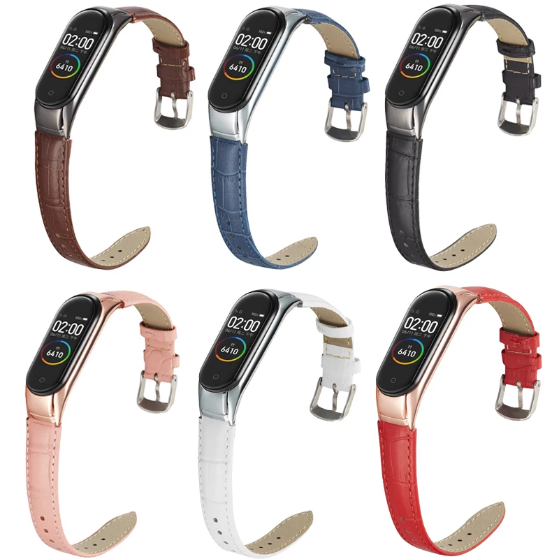 

Strap For Xiaomi Mi Band 3 4 Genuine Leather Strap Wrist Straps Smart Band Accessories pulsera correa mi Band 3 4 Bracelet