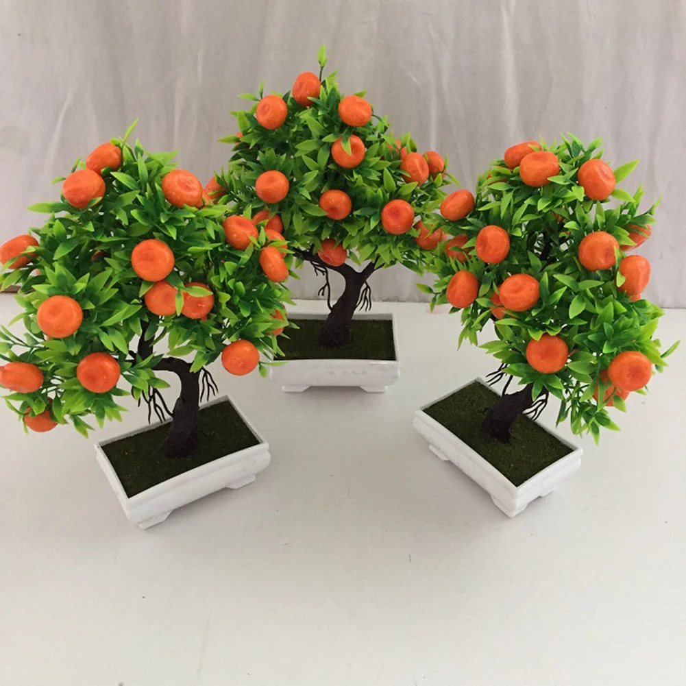 1Pc Artificial Orange Tree Bonsai Potted Plant Landscape Party Home Garden Decor